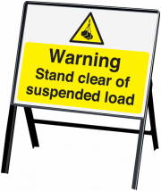 Warning Stand Clear Of Suspended Load Stanchion Sign