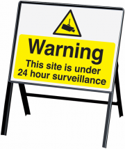 Warning This Site Is Under 24 Hr Surveillance Stanchion Sign