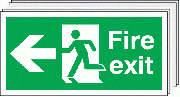 Fire Exit With Arrow Left 6 Pack Escape Signs
