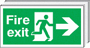 Fire Exit With Arrow Right 6 Pack Escape Signs