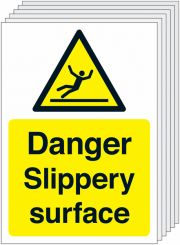 Danger Slippery Surface Signs Pack Of 6
