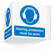 Hearing Protection Must Be Worn Projecting 3D Signs