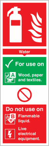 Water Fire Extinguisher Identification Signs