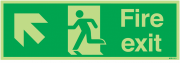 Fire Exit Arrow Up Left Glow In The Dark Signs
