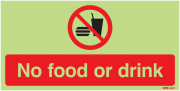 No Food Or Drink Photo-luminescent Signs
