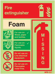 Foam Fire Extinguisher Missing Nite-Glo Signs
