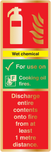 Wet Chemical Fire Extinguisher Brass Sign