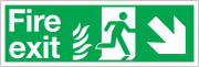 Fire Exit Arrow Down Right NHS Signs