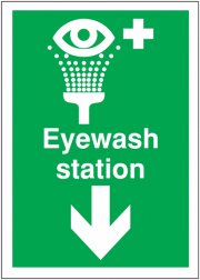 Eyewash Station Arrow Down Signs