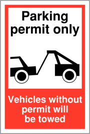 Vehicles Without Permit Will Be Towed Signs