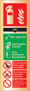 Co2 Fire Extinguisher Gold Effect Signs
