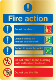 Fire Action Deluxe Gold Effect Signs
