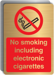 No Smoking Including Electronic Cigarettes Brass Sign
