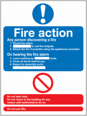 Fire Action Construction Site Signs