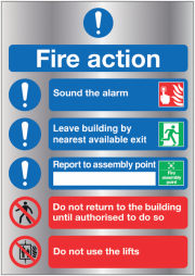 Fire Action Instruction Aluminium Signs
