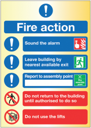 Fire Action Instruction Brass Material Signs