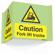 Xtra Glo Caution Fork Lift Trucks Projecting Sign