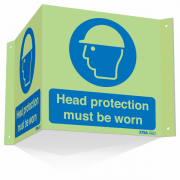 Head Protection Must Be Worn Xtra-Glo 3D Sign