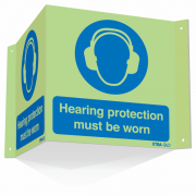 Hearing Protection Must Be Worn Xtra-Glo 3D Sign