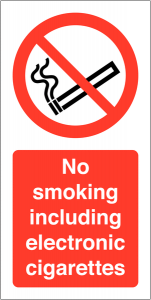 No Smoking Including Electronic Cigarettes Labels