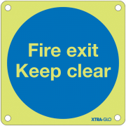 Fire Exit Keep Clear XTRA-GLO Aluminium Signs