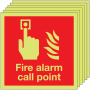 Fire Alarm Call Point 6-Pack Photo-luminescent Signs