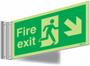 Nite-Glo Fire Exit Arrow Down Right Corridor Sign
