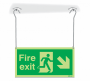 Nite-Glo Fire Exit Arrow Down Right Hanging Sign