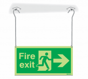 Nite-Glo Fire Exit Arrow Right Hanging Sign