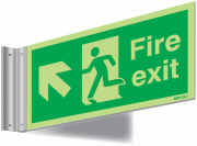 Nite-Glo Fire Exit Arrow Up Left Corridor Sign