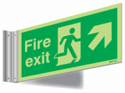 Nite-Glo Fire Exit Arrow Up Right Corridor Sign
