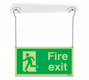 Nite Glo Fire Exit Running Man Left Hanging Sign