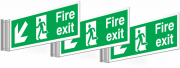 Fire Exit Arrow Down Left Pack Of 3 Corridor Signs