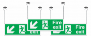 Fire Exit Arrow Down Left Pack Of 3 Hanging Signs