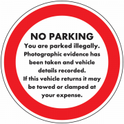 Return Vehicle Will Be Towed No Parking Stickers