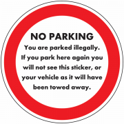 Park Here Again Vehicle Towed Away Stickers