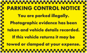 Vehicle Recorded Do Not Return Parking Notice Stickers