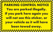 Vehicle Will Be Towed Away Parking Notice Stickers