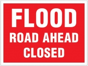 Flood Road Ahead Closed Traffic Cone Sign