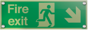 Xtra-Glo Fire Exit Arrow Down Right Acrylic Signs