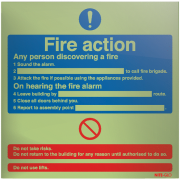 Fire Action Notice Nite-Glo Acrylic Signs