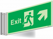 Xtra-Glo Exit Man Arrow Up Right Corridor Sign