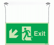 Xtra-Glo Exit Arrow Down Left Hanging Sign