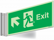 Xtra-Glo Exit Man Arrow Up Left Corridor Sign