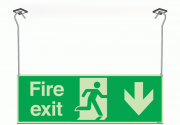 Xtra-Glo Fire Exit Arrow Down Hanging Signs