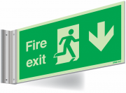 Xtra-Glo Fire Exit Arrow Down Corridor Signs