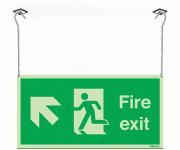 Xtra-Glo Fire Exit Arrow Up Left Hanging Signs