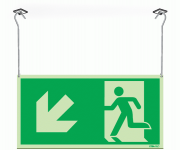 Xtra-Glo Exit Arrow Down Left Symbol Hanging Sign