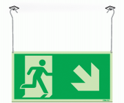 Xtra-Glo Exit Arrow Down Right Symbol Hanging Sign