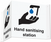 Hand Sanitising Station Projecting 3D Signs
